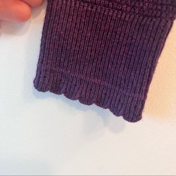 Elle Purple Asymmetrical Scallop Hem Knit Tunic Sweater - Picture 5 of 9